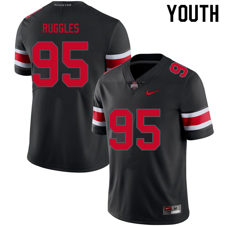 Ohio State Buckeyes Noah Ruggles Youth #95 Blackout Authentic Stitched College Football Jersey